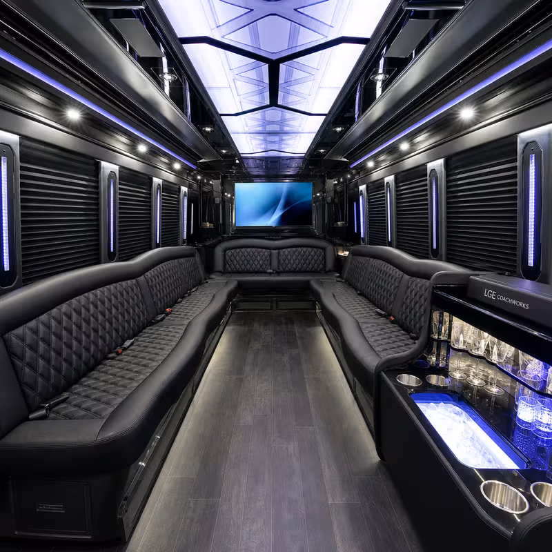15 Passenger Party Bus Interior