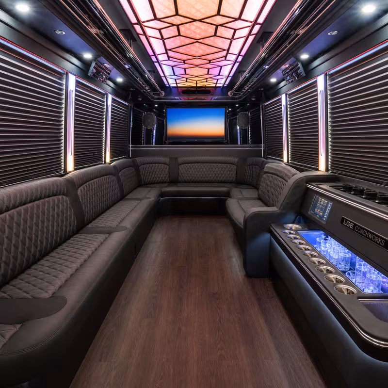 18 Passenger Party Bus Interior