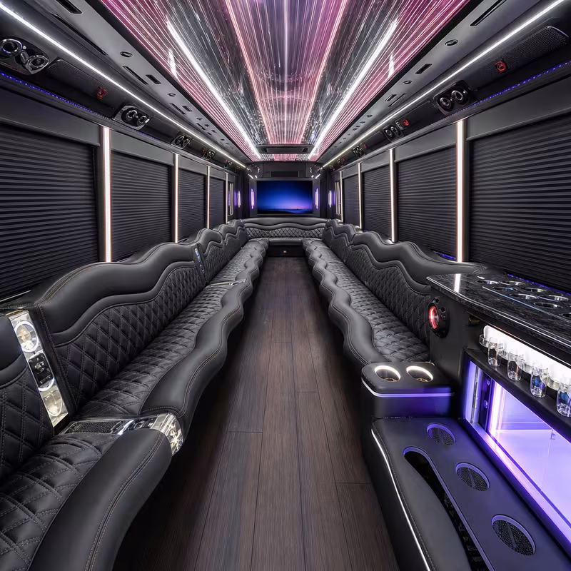 18 Passenger Party Bus Interior