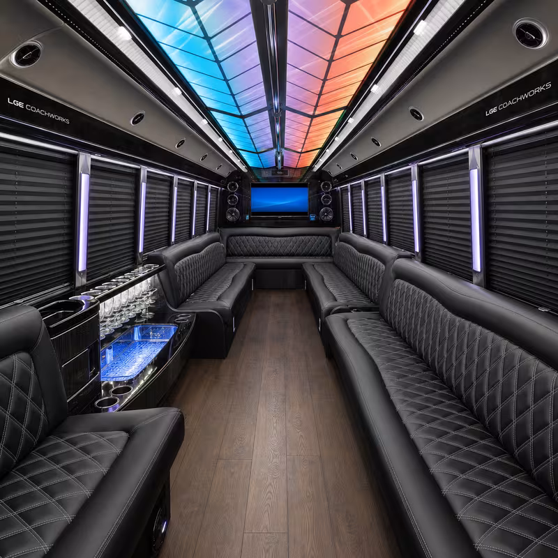 20 Passenger Party Bus Interior