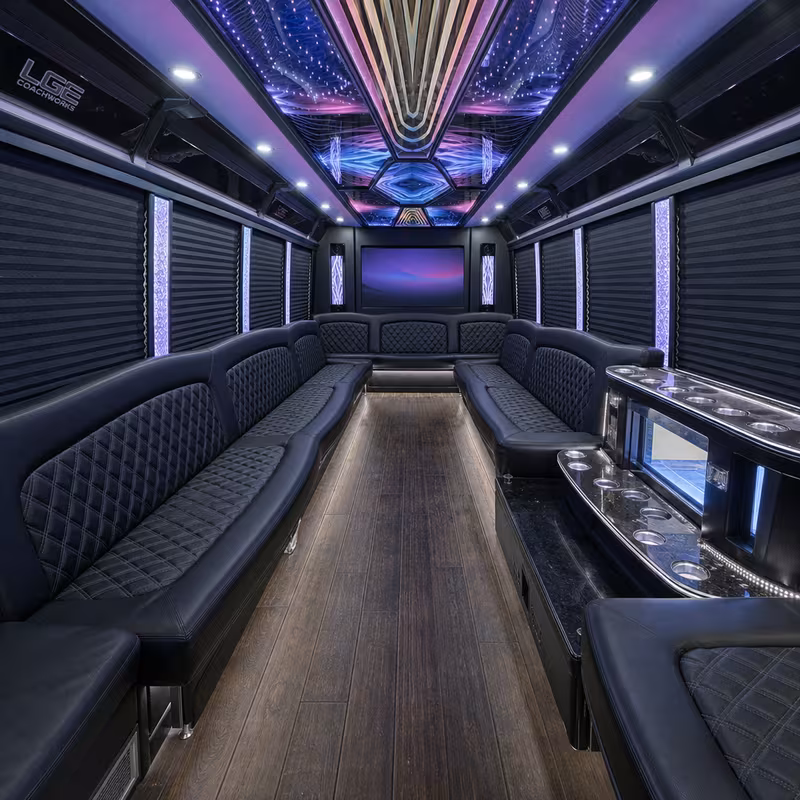 25 Passenger Party Bus Inside