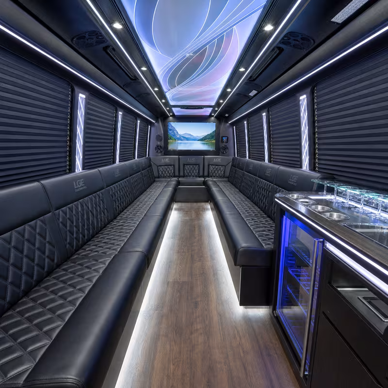 28 Passenger Party Bus Interior