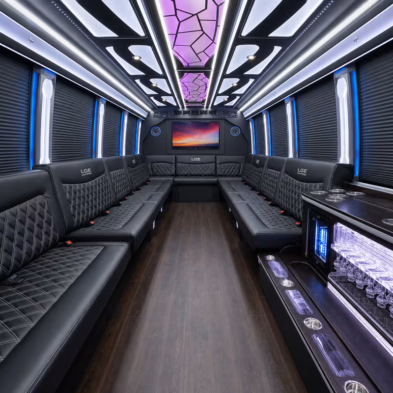 28 Passenger Party Bus Interior