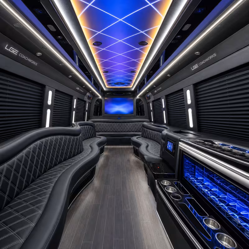 50 Passenger Party Bus Interior
