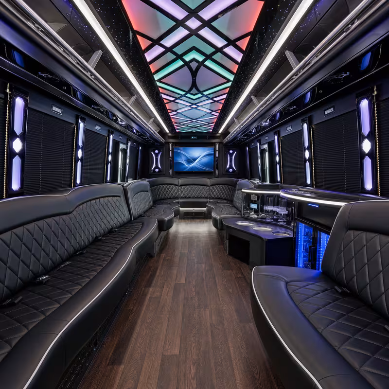 50 Passenger Party Bus Interior