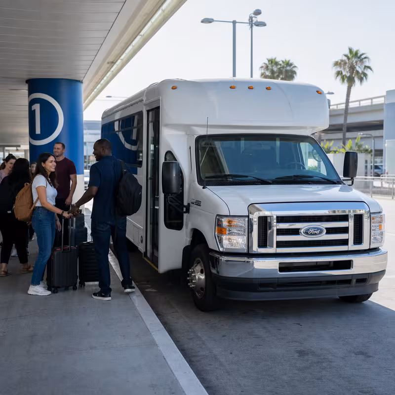 Black Mercedes Sprinter van staged for an Lakewood Airport Transportation group