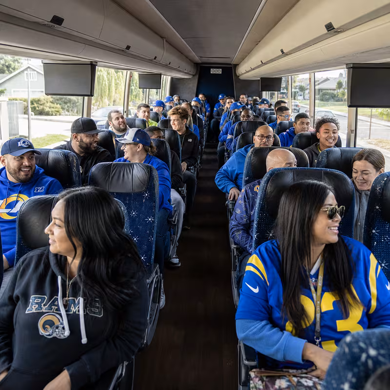Passenger seating aboard a Lakewood party bus rental