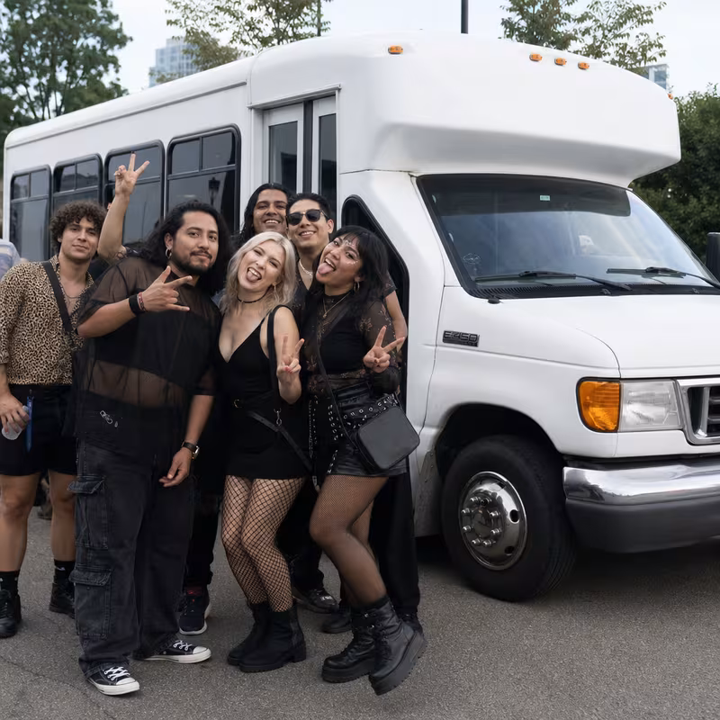 Black Mercedes Sprinter van staged for an Lakewood Concert Transportation group
