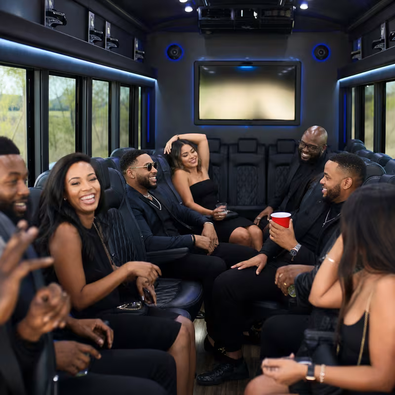 Black Mercedes Sprinter van staged for an Lakewood Private Event Transportation group